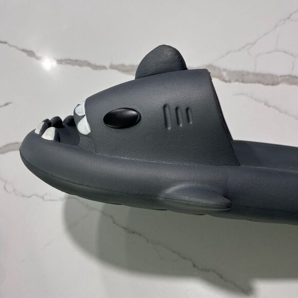 Men’s Women's Unisex Non Slip Grey Shark Slip On Slides - Picture 11 of 15